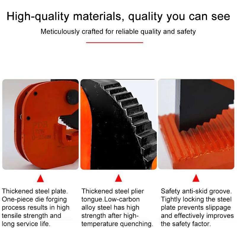 Steel Plate Hanging Clamp Heavy Duty Steel Clip Grip, Specification:PDB Flat Lifting Clamp 2T