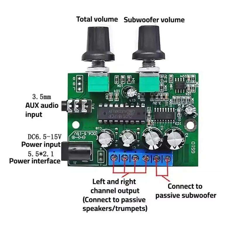 DC12V High-Fidelity 2.1 Three-Channel Speaker Amplifier Board DIY Audio Modification Module