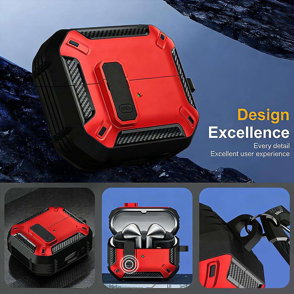 For Samsung Galaxy Buds3 / 3 Pro / 3 FE XDcase Solid Color Security Lock Earbuds Case ... (Black)