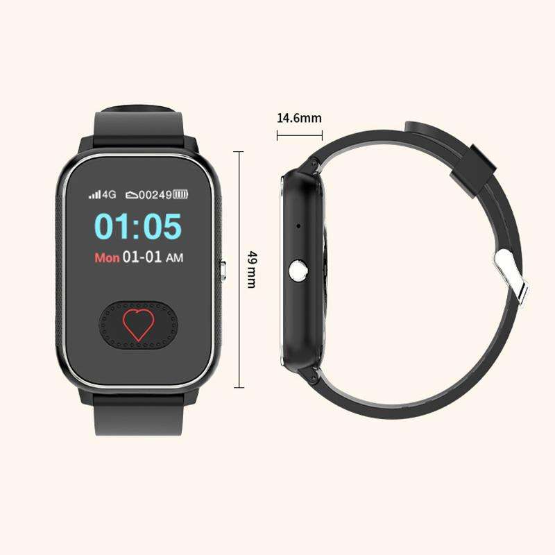 FA96S 1.0-inch Screen 4G Network GPS Tracking Elderly Care Smart Watch, Model:American Version(Black