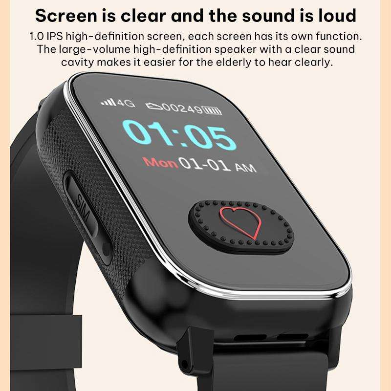FA96S 1.0-inch Screen 4G Network GPS Tracking Elderly Care Smart Watch, Model:American Version(Black