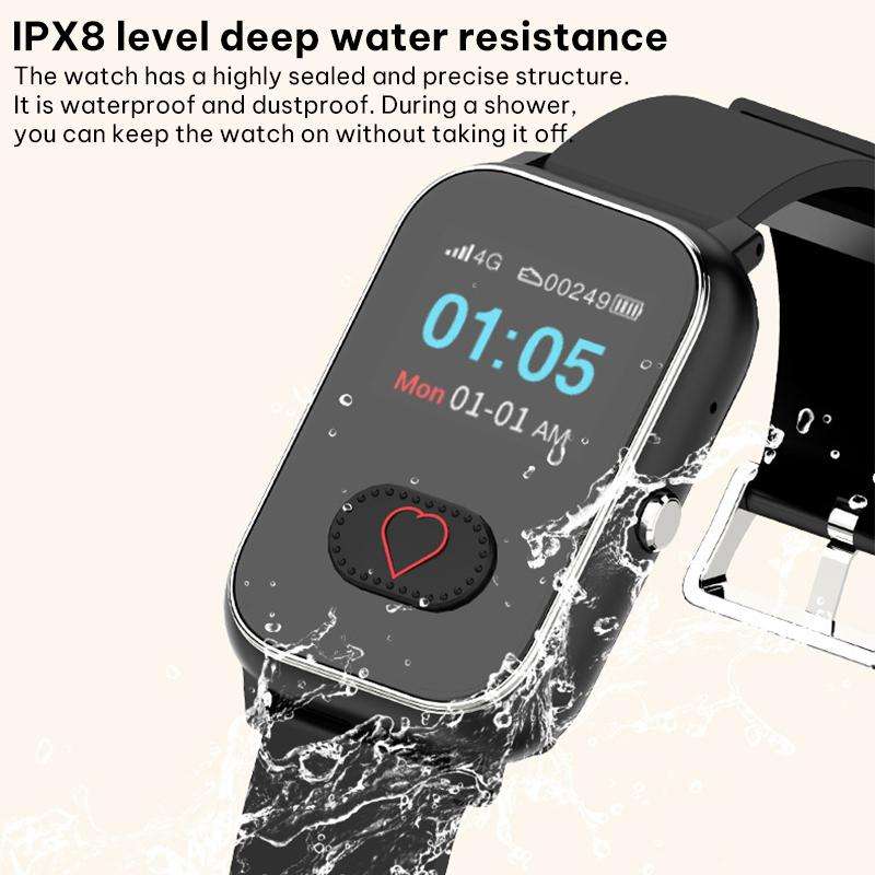 FA96S 1.0-inch Screen 4G Network GPS Tracking Elderly Care Smart Watch, Model:American Version(Black