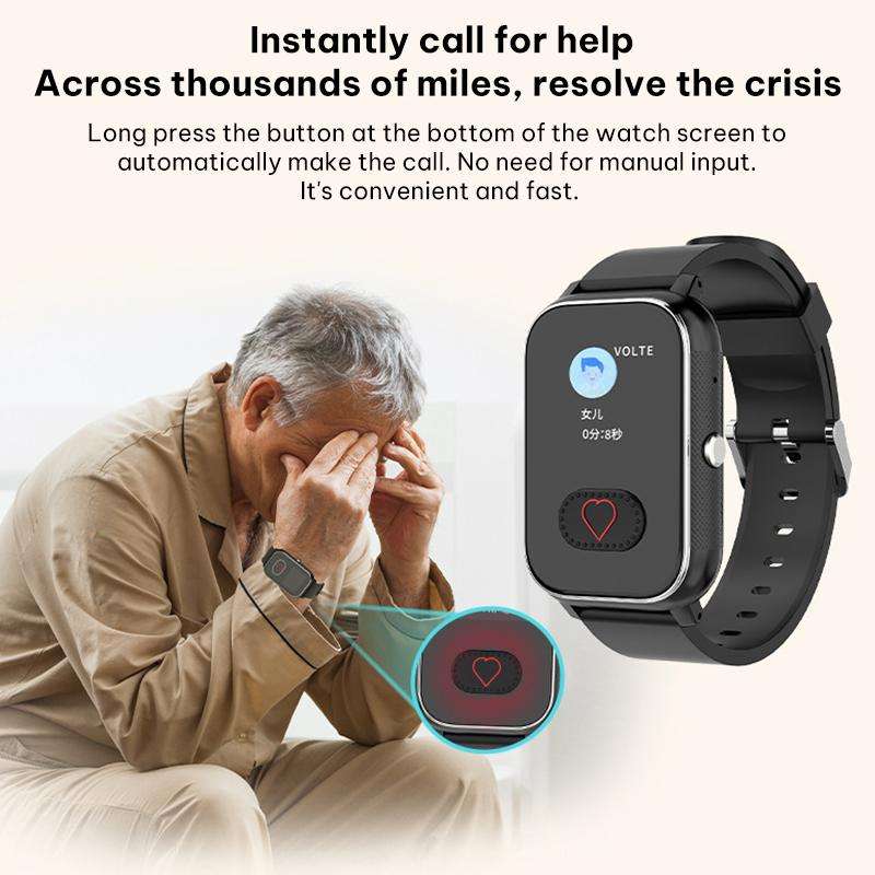 FA96S 1.0-inch Screen 4G Network GPS Tracking Elderly Care Smart Watch, Model:American Version(Black