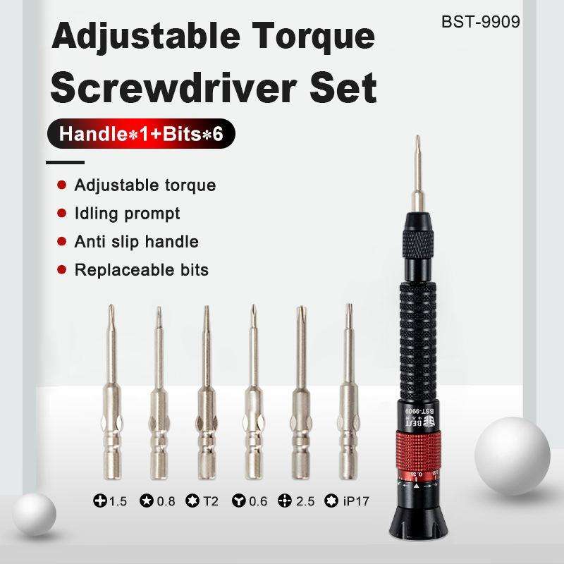 BEST BST-9909 7 in 1 Adjustable Torque Screwdriver Set with S2 Screwdriver Bits