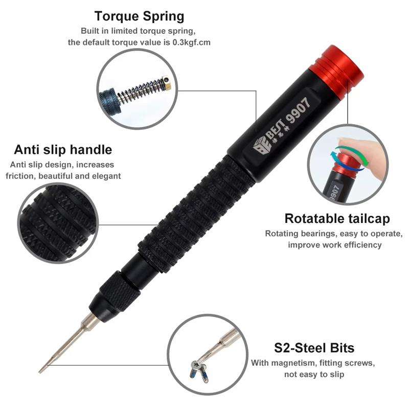 BEST BST-9907 7 in 1 Torque Screwdriver Set with S2 Screwdriver Bits
