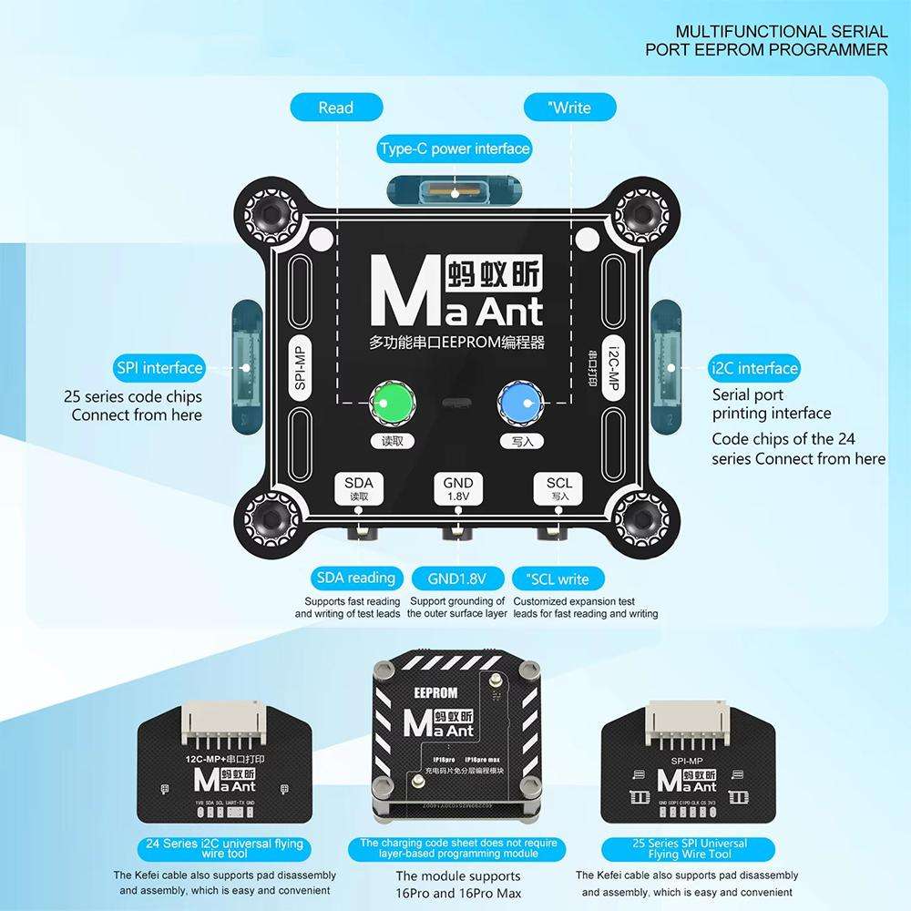 MaAnt E1 Multifunctional Serial Port EEPROM Programmer, Model:16 Pro/16 Pro Max IC Module