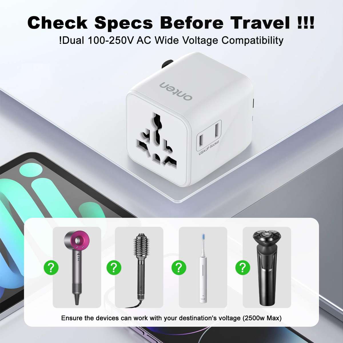 Onten CW81 Multi-Functional Universal Travel Charger Adapter(White)