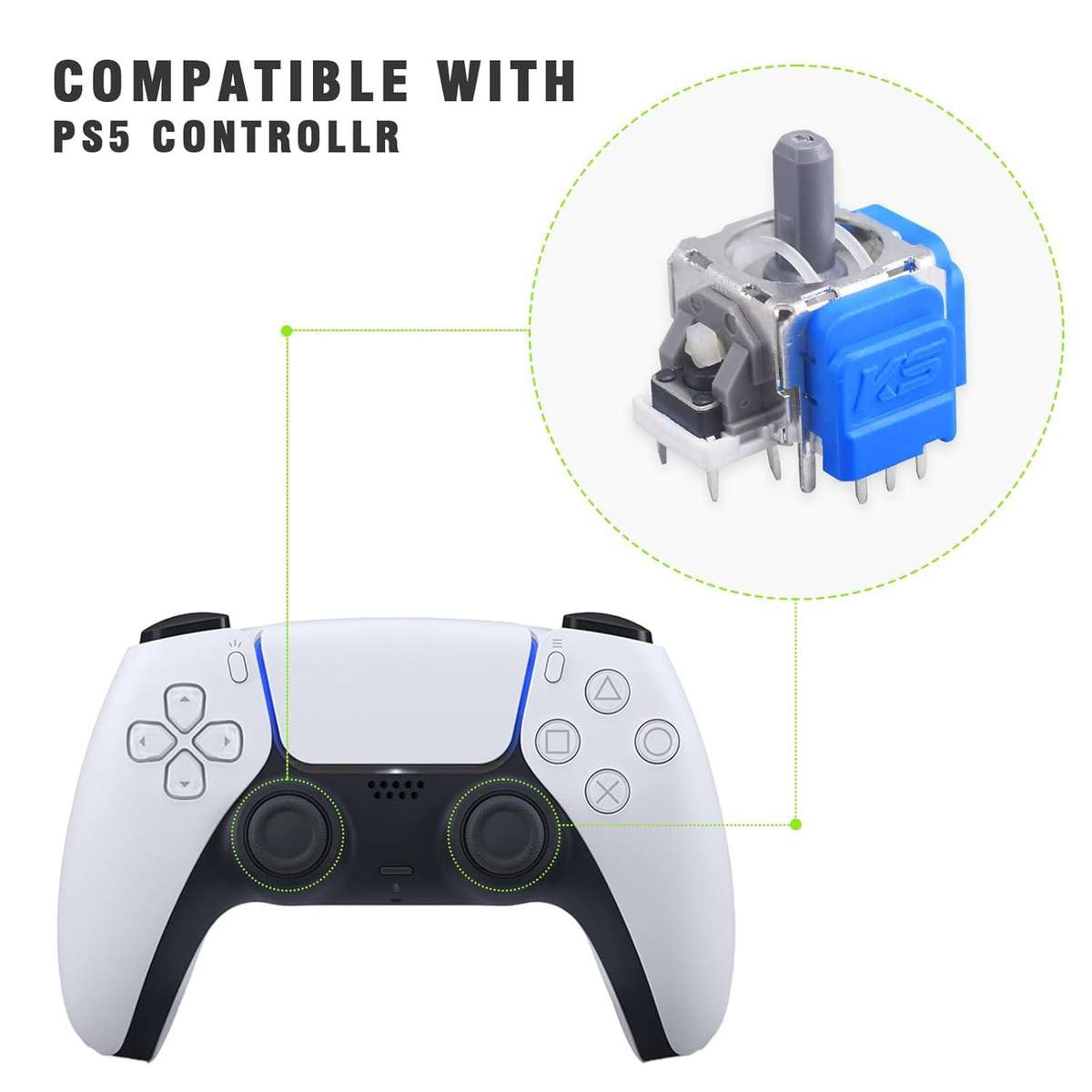 For Sony PS5 Blue Magnetic TMR Hall Effect 3D Analog Joystick