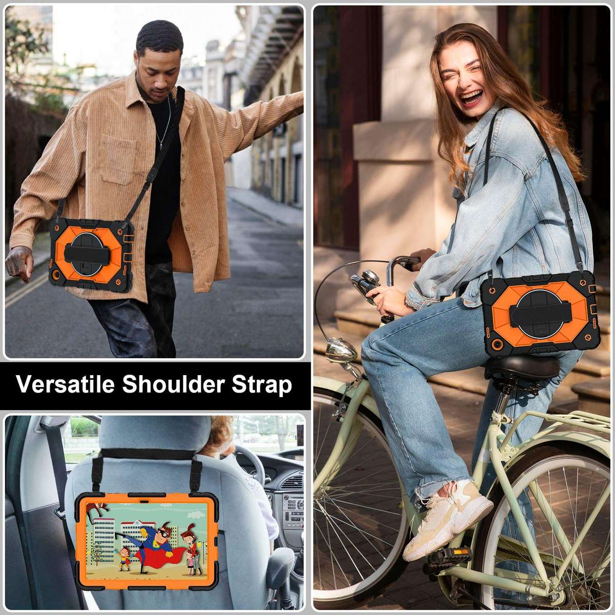 For T-Mobile Revvl Tab 2 2025 Contrast Color Robot Silicone Hybrid PC Tablet Case(Black Orange)