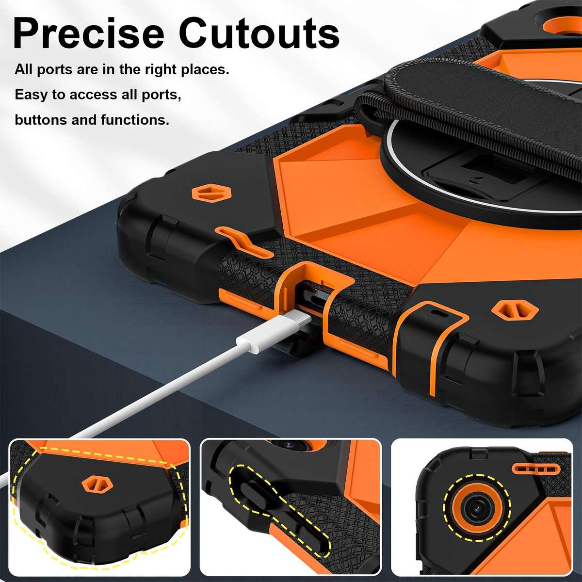 For T-Mobile Revvl Tab 2 2025 Contrast Color Robot Silicone Hybrid PC Tablet Case(Black Orange)
