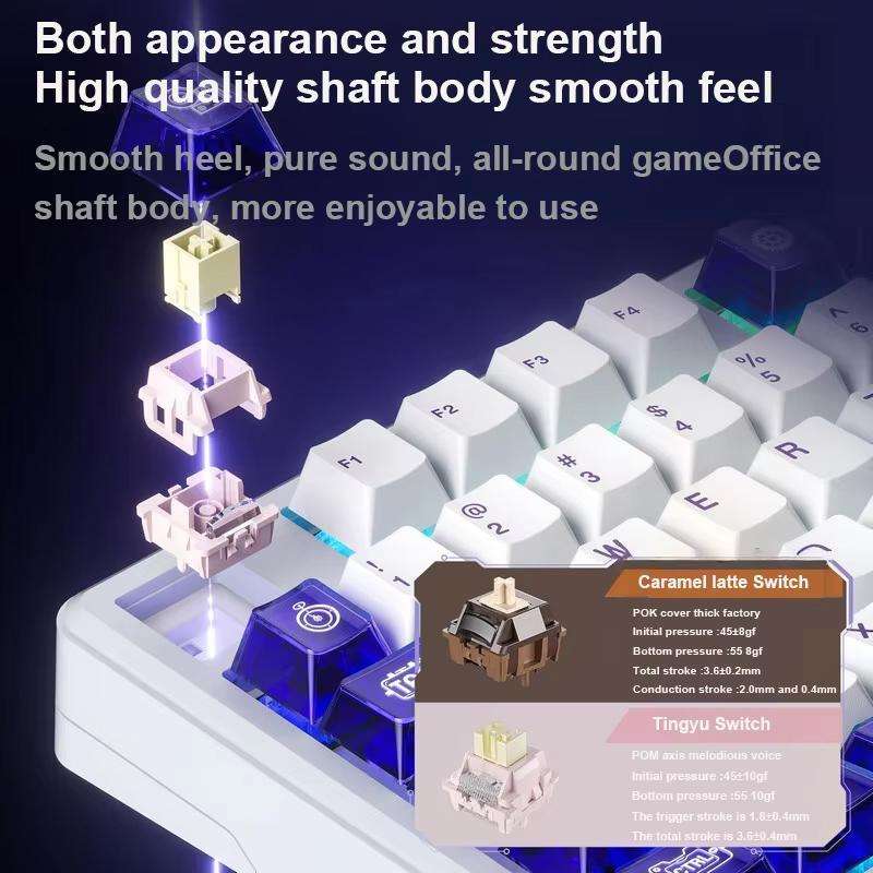 AULA L99 Smart Touch Screen Tri-Mode RGB Customizable Mechanical Keyboard(Black Rain Listening Switc