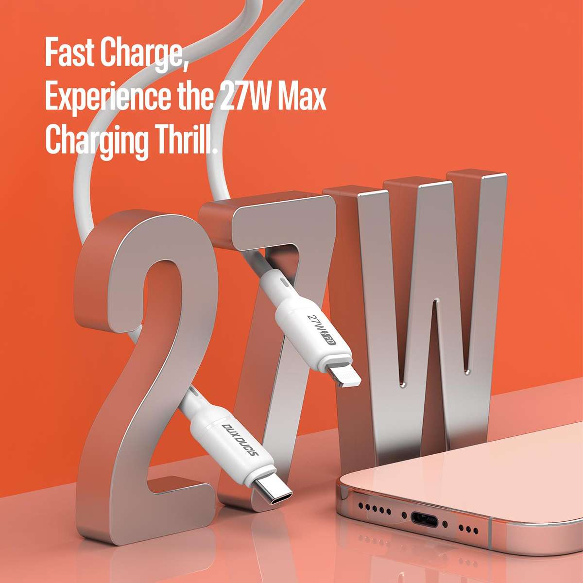DUX DUCIS SILI Series 27W Type-C to 8 Pin Silicone Data Cable, Length: 1m(White)