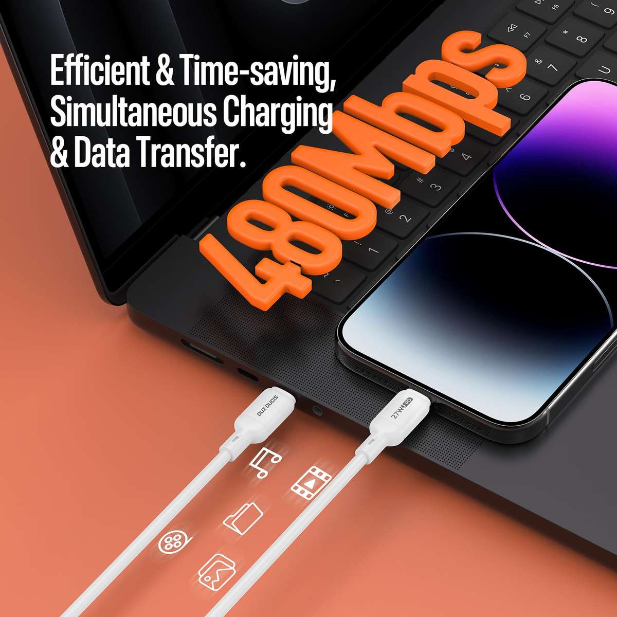 DUX DUCIS SILI Series 27W Type-C to 8 Pin Silicone Data Cable, Length: 1m(White)