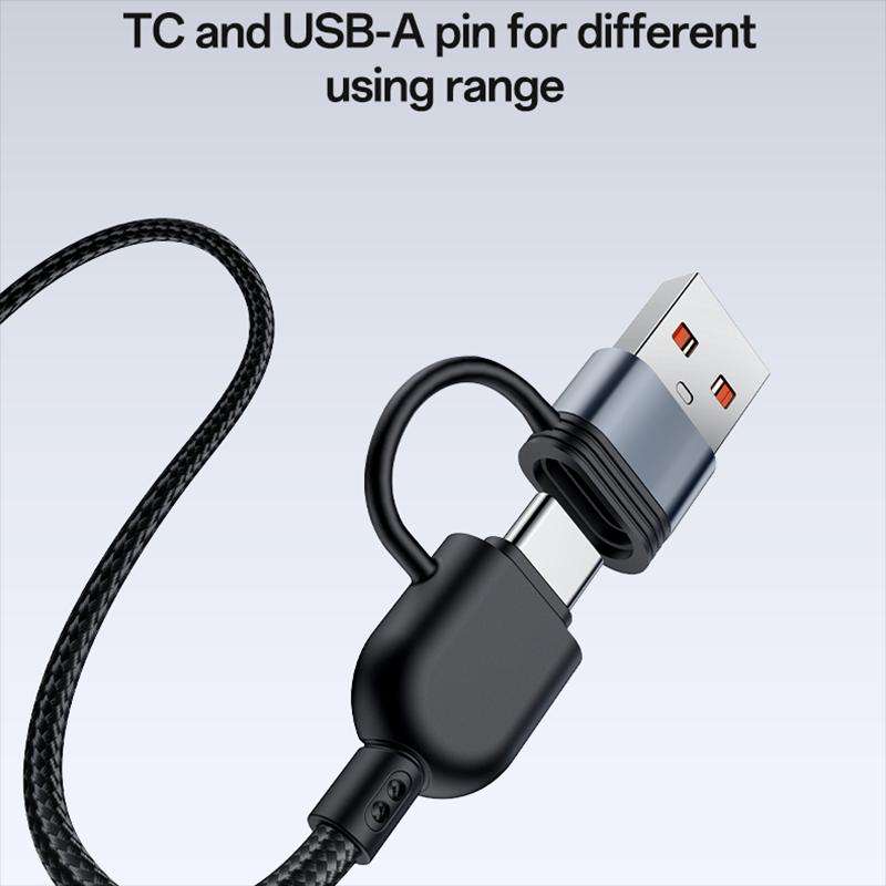 Yesido CA203 4 in 1 USB and Type-C to Type-C, 8 Pin, Micro USB 12W Multi-functional Ch ... (Black)