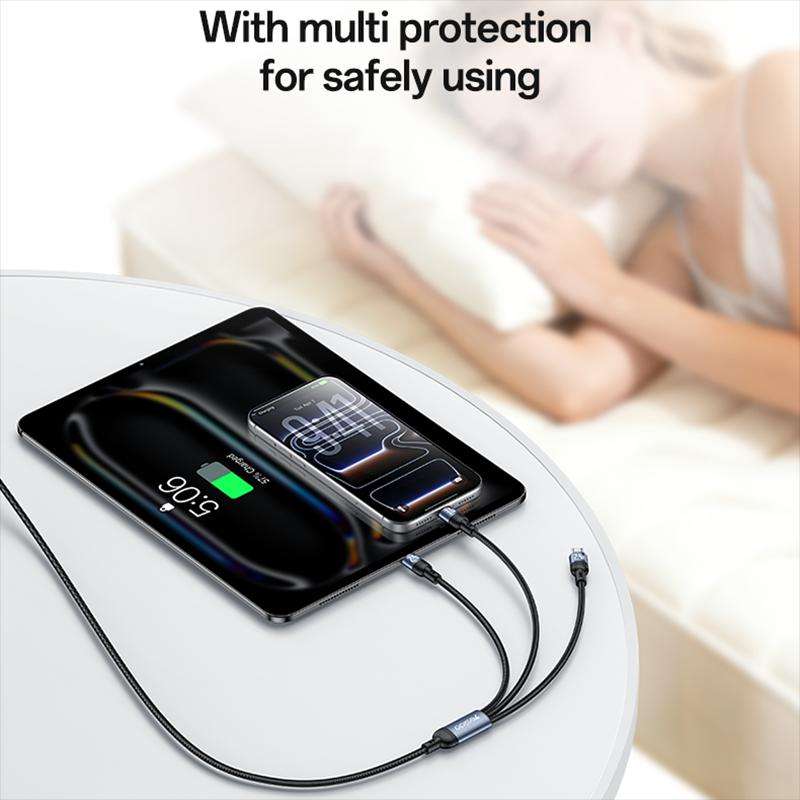 Yesido CA203 4 in 1 USB and Type-C to Type-C, 8 Pin, Micro USB 12W Multi-functional Ch ... (Black)