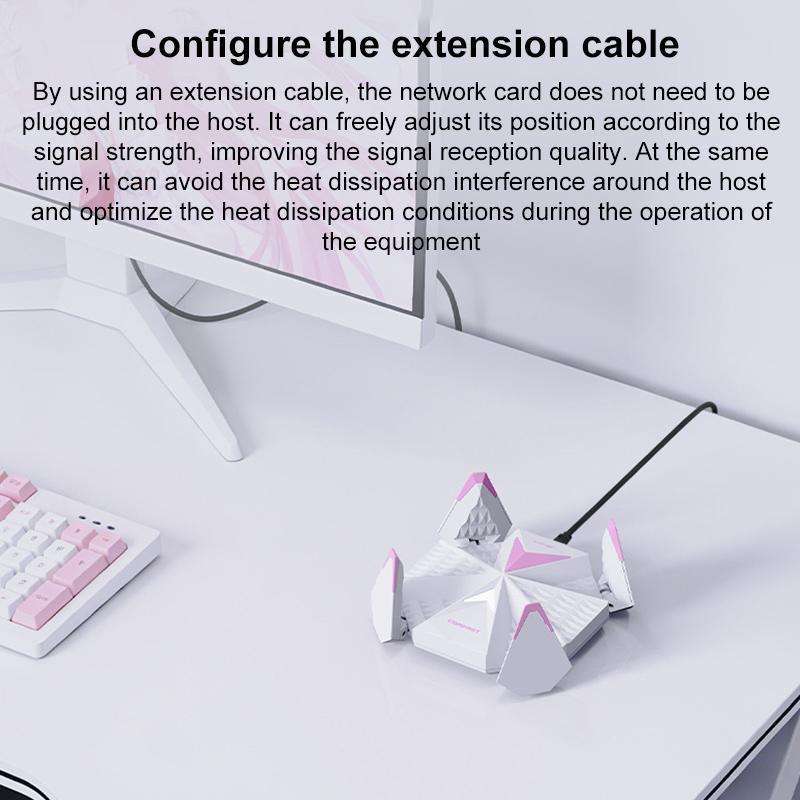 COMFAST CF-988BE 6500Mbps WiFi7 USB 3.0 Tri-Band Driverless Wireless Network Adapter(Pink White)