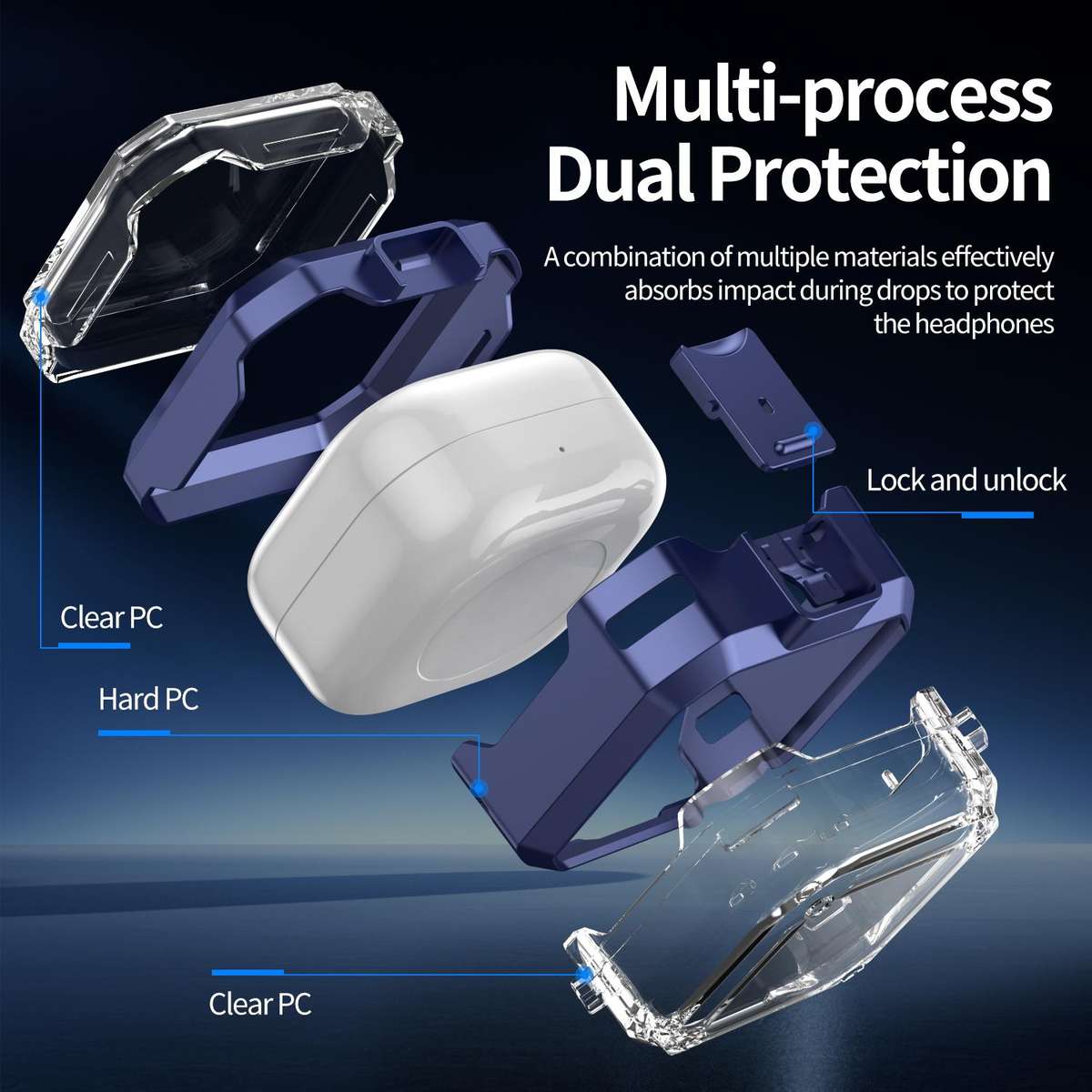 For Samsung Galaxy Buds4 / 4 Pro XDcase Rugged Armor Clear View Earphone Case(Blue)