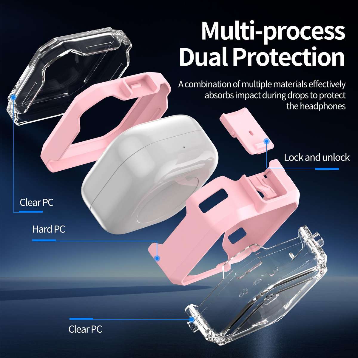 For Samsung Galaxy Buds4 / 4 Pro XDcase Rugged Armor Clear View Earphone Case(Pink)