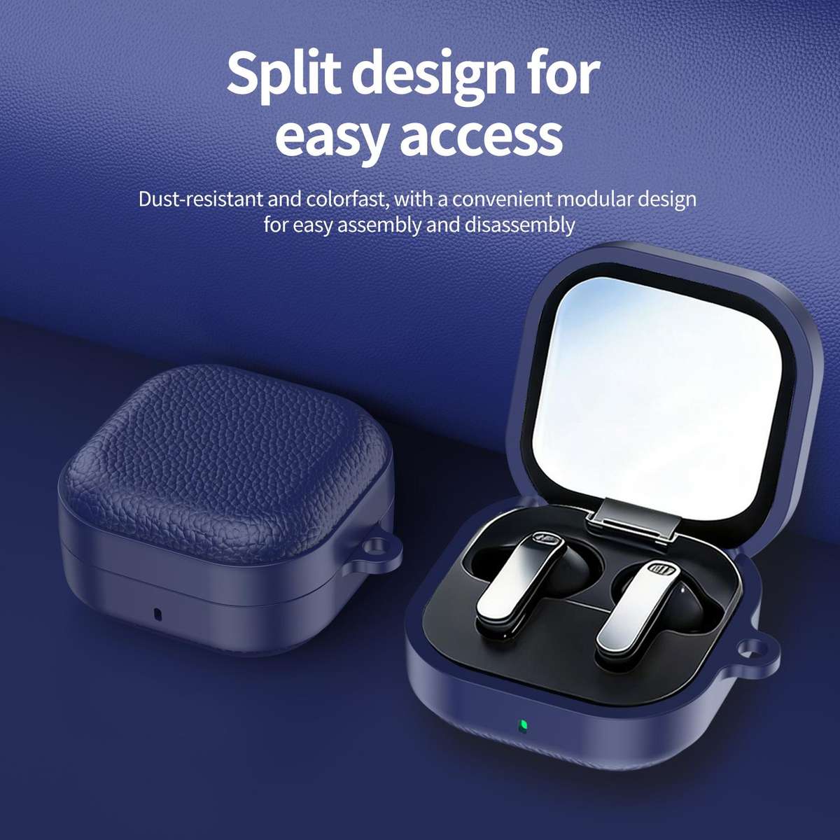For Samsung Galaxy Buds4 / 4 Pro XDcase Lychee Texture TPU Hybrid PC Earphone Case with Hook(Blue)