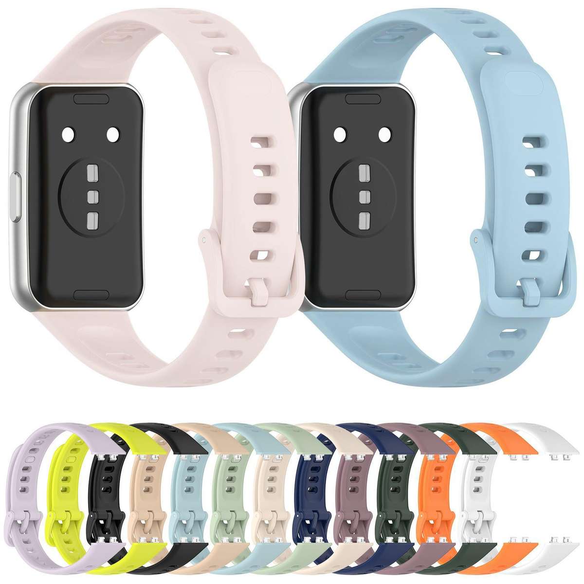 For Huawei Band 11 Pro / 11 xDfind Smooth Solid-Color Breathable Silicone Watch Band(Light Blue)
