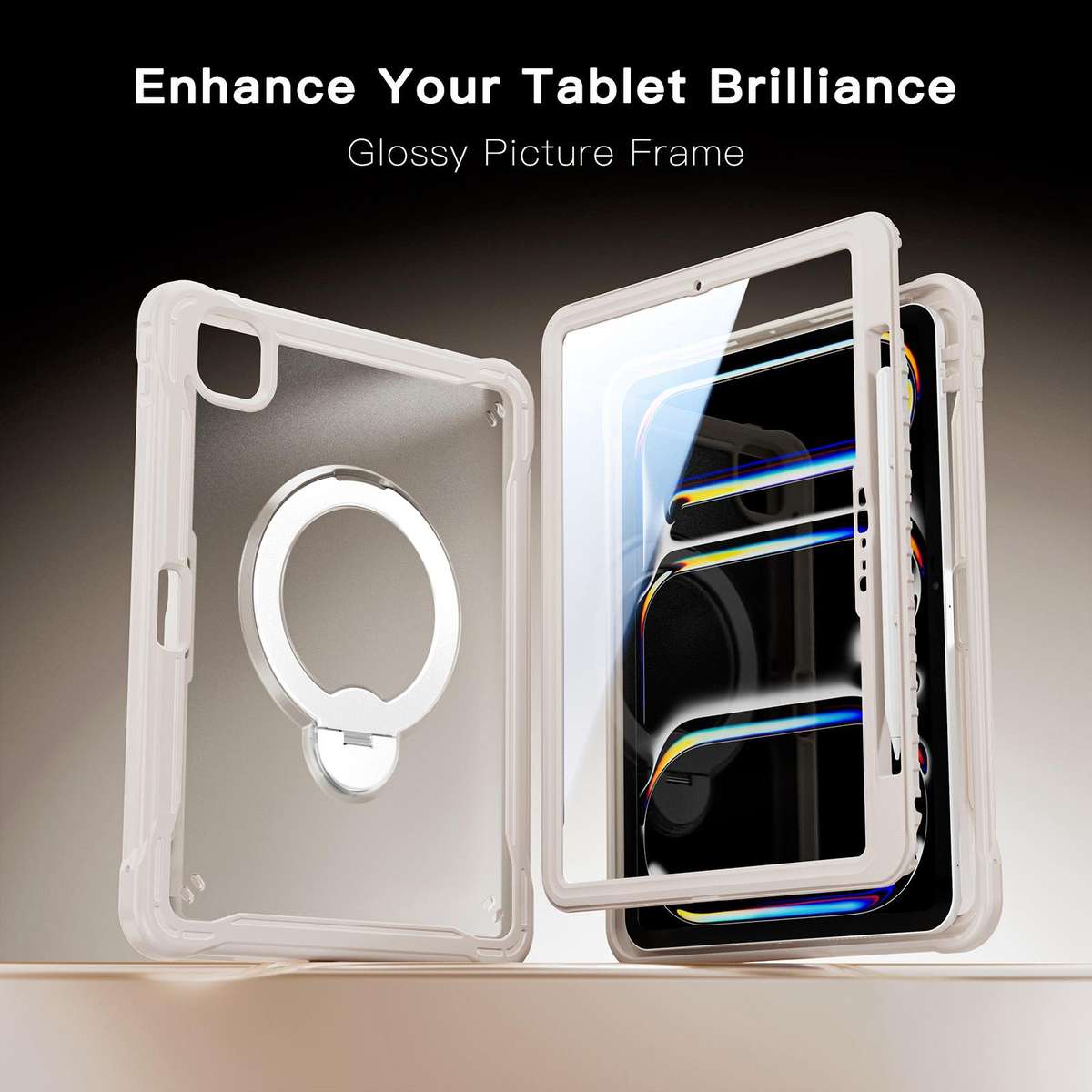 For iPad Pro 11 2025 / 2024 Powerful Sailor Metal Holder Hybrid Tablet Case with Strap ... (Khaki)
