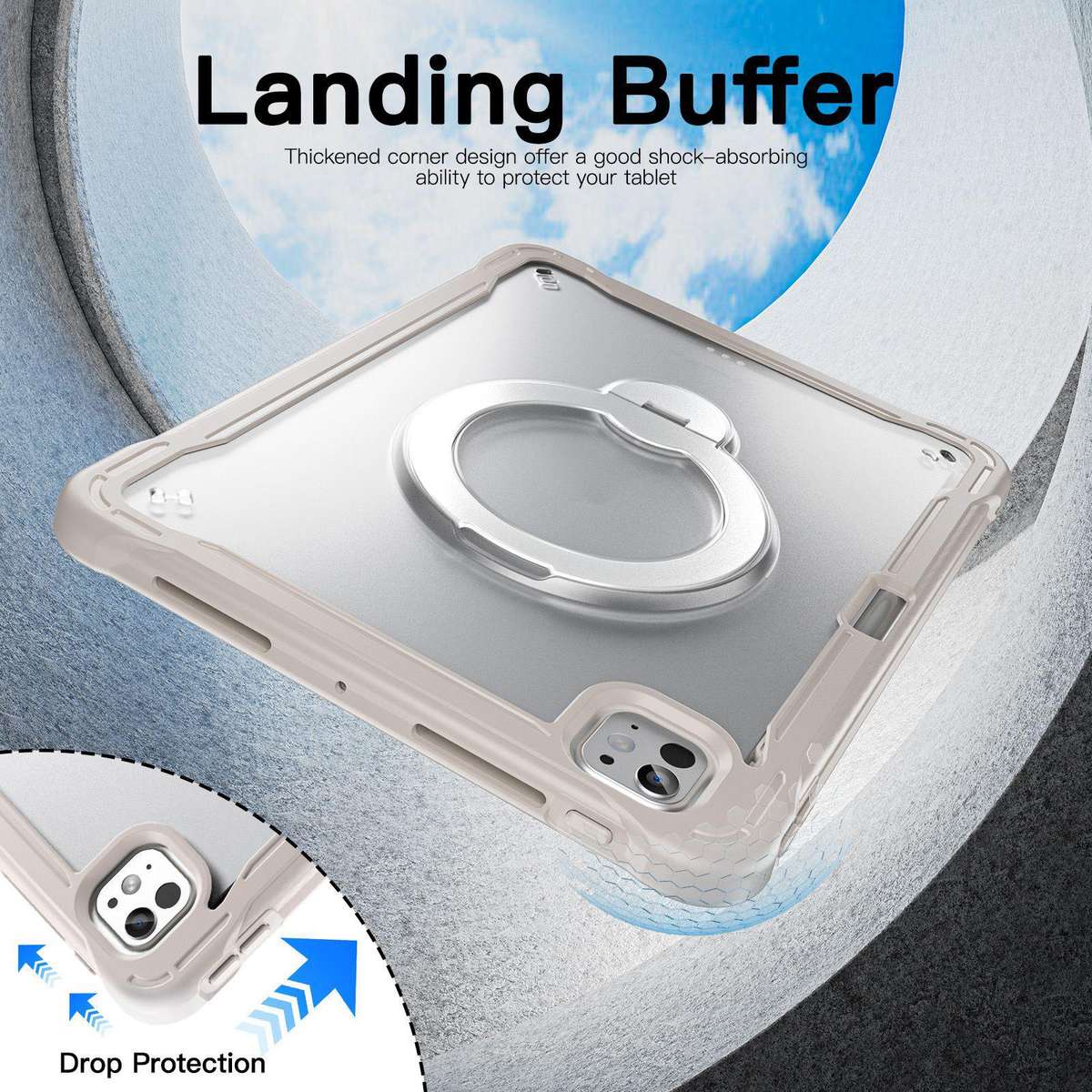 For iPad Pro 11 2025 / 2024 Powerful Sailor Metal Holder Hybrid Tablet Case with Strap ... (Khaki)