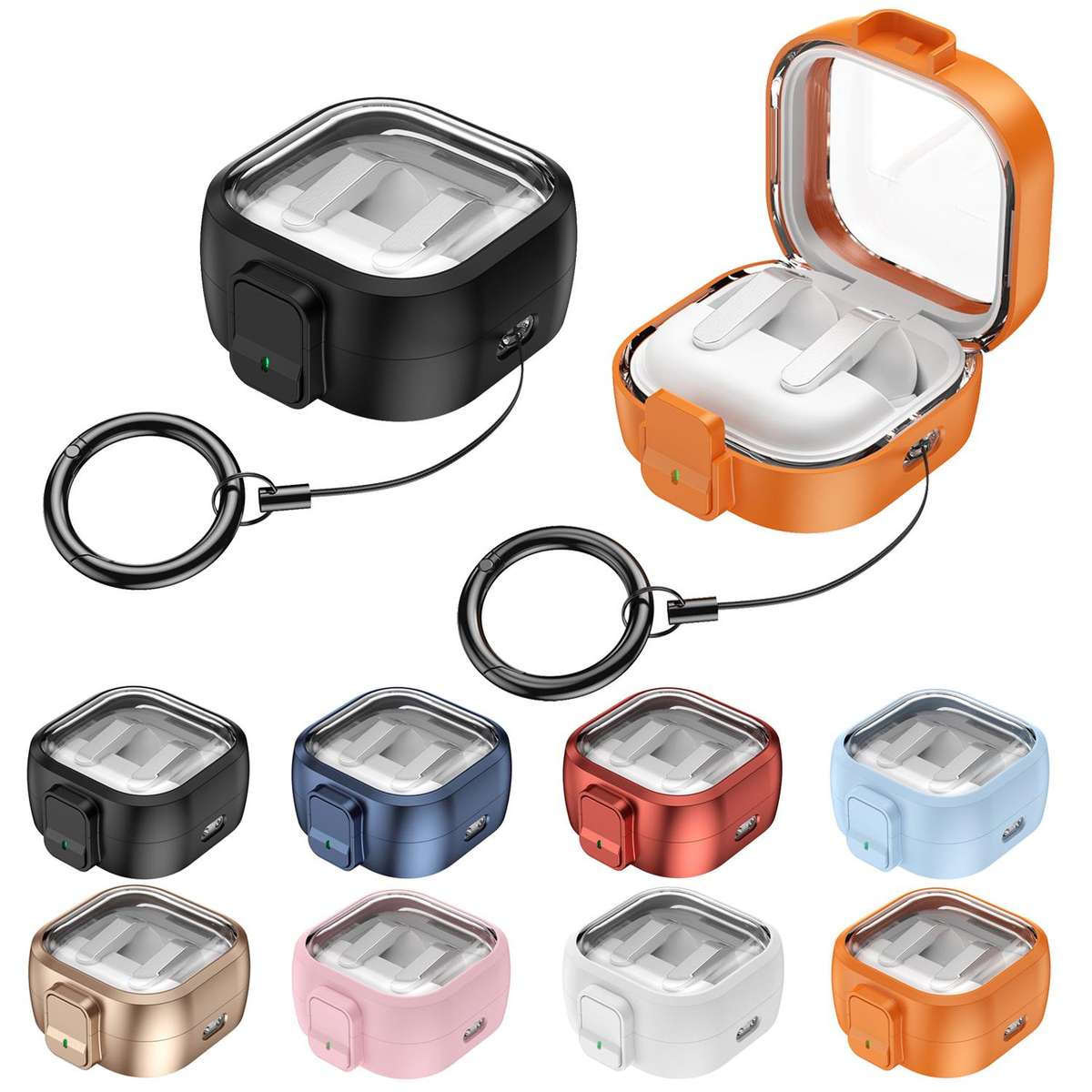 For Samsung Galaxy Buds4 / Buds4 Pro Clear Color Snap Closure PC Earphones Protective Case(Orange)