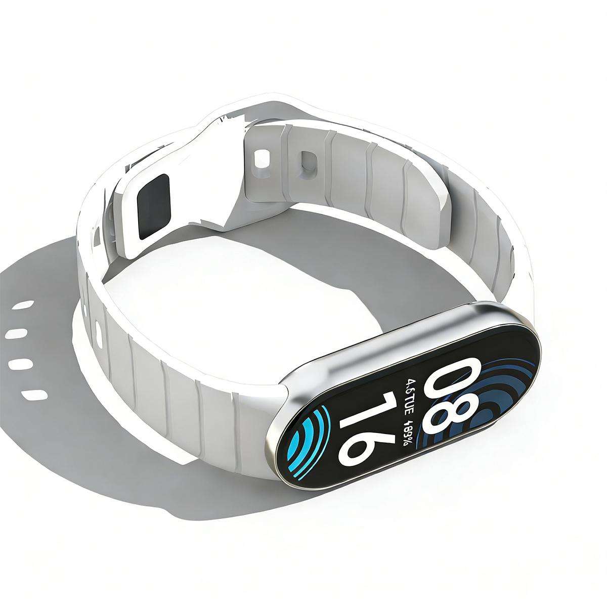 For Xiaomi Smart Band 10 / 9 / 8 xDfind Armor-Style Reverse Buckle Silicone Watch Band(White)