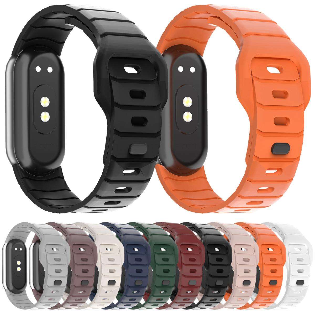 For Xiaomi Smart Band 10 / 9 / 8 xDfind Armor-Style Reverse Buckle Silicone Watch Band(Grey)