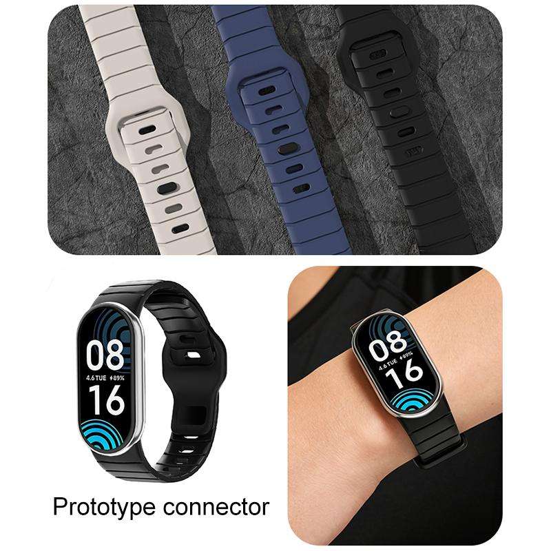 For Xiaomi Smart Band 10 / 9 / 8 xDfind Armor-Style Reverse Buckle Silicone Watch Band(Grey)