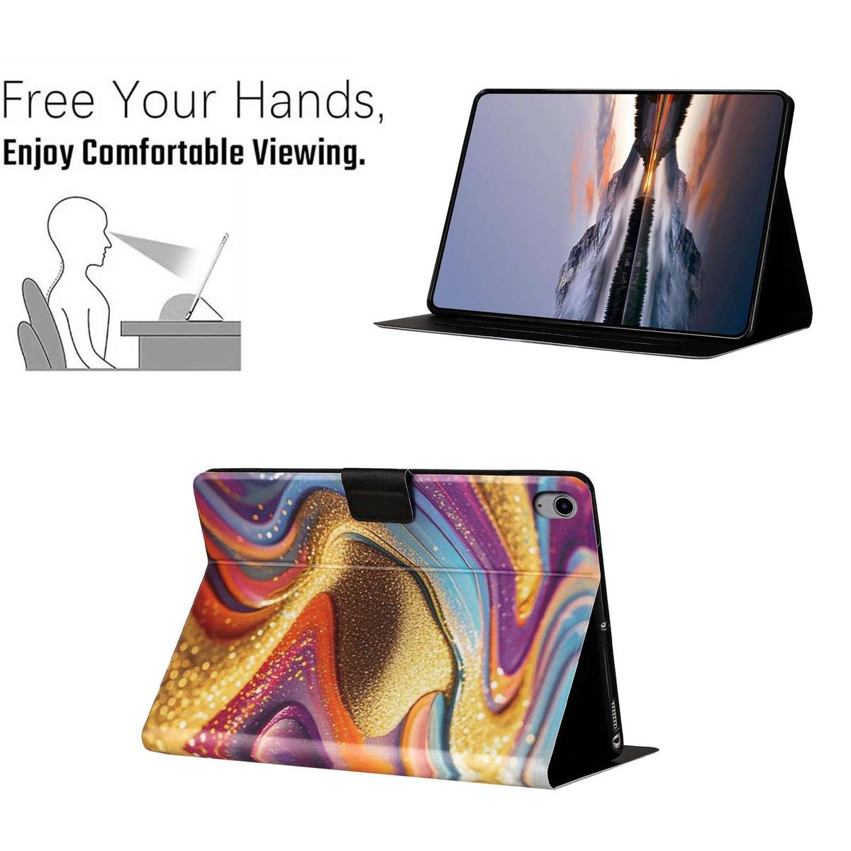 For Xiaomi Redmi Pad 2 2025 Litchi Texture Voltage Painted Vegan Leather Smart ... (Golden Sands)