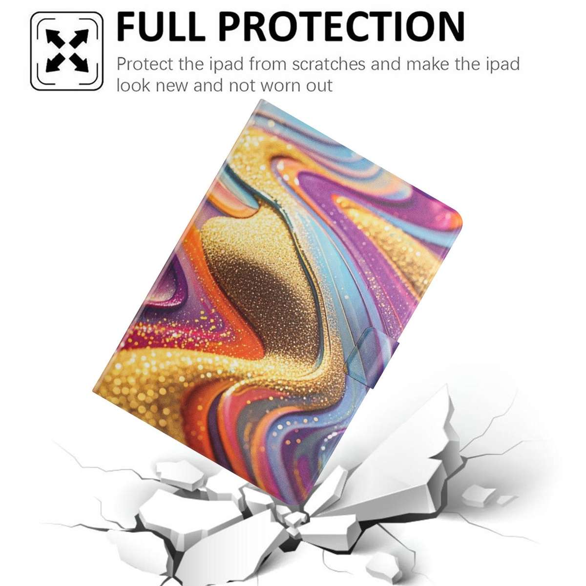 For Xiaomi Redmi Pad 2 2025 Litchi Texture Voltage Painted Vegan Leather Smart ... (Golden Sands)
