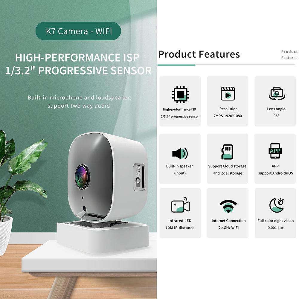 Wireless WiFi Smart High-Definition Wide-Angle Surveillance Camera, Specification:300W ... (White)