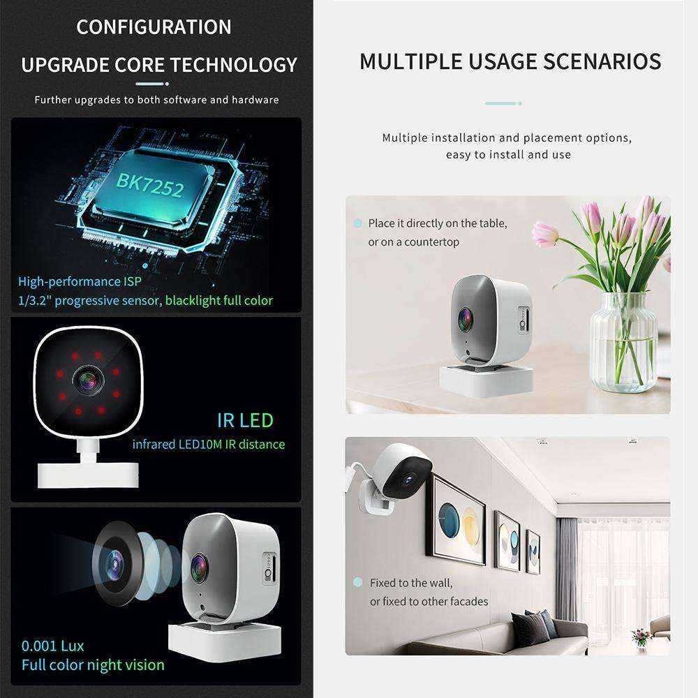 Wireless WiFi Smart High-Definition Wide-Angle Surveillance Camera, Specification:300W ... (White)