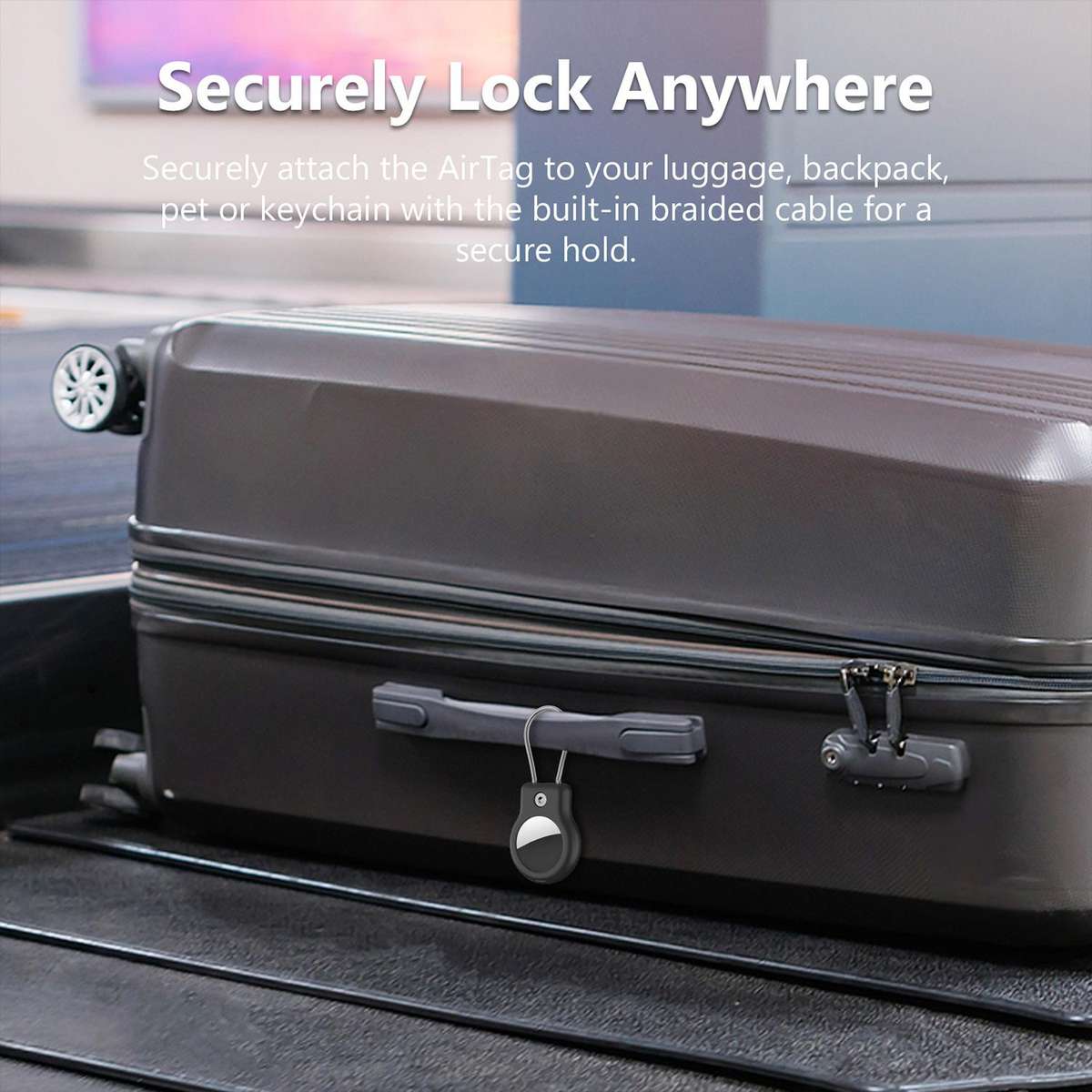 For AirTag 2nd Gen / 1st Gen XDcase Hollow PC Protective Case with Security Lock & Met ... (White)