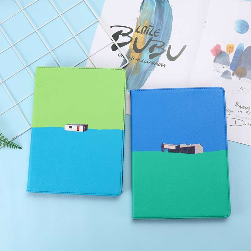 Contrast Color PU Leather Horizontal Flip Leather Case with Holder & Sleep / Wake ... (Green Blue)