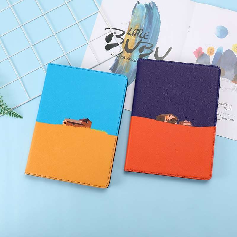 Contrast Color PU Leather Horizontal Flip Leather Case with Holder & Sleep / Wak ... (Blue Yellow)