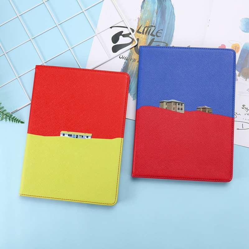 Contrast Color PU Leather Horizontal Flip Leather Case with Holder & Sleep / Wake-u ... (Blue Red)