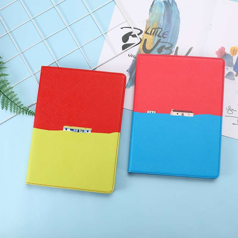 Contrast Color PU Leather Horizontal Flip Leather Case with Holder & Sleep / Wake-u ... (Red Blue)