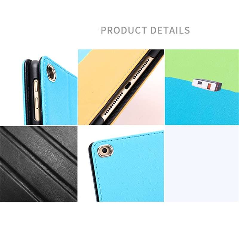 Contrast Color PU Leather Horizontal Flip Leather Case with Holder & Sleep / Wake-u ... (Red Blue)