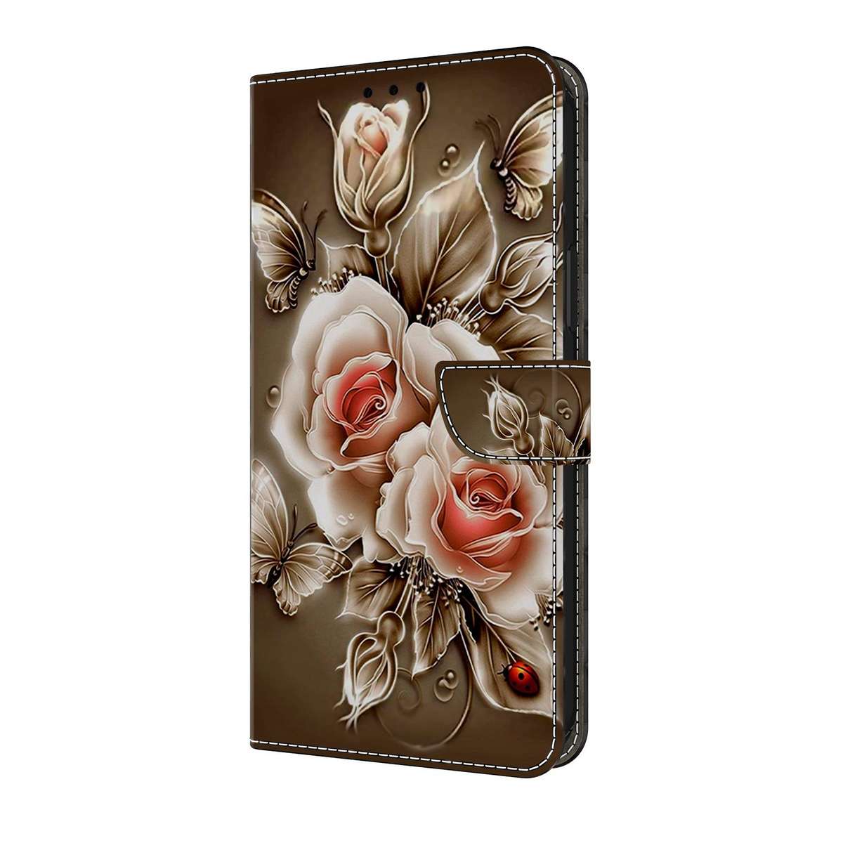 For Xiaomi 17 Ultra Crystal-Like Painted Vegan Leather Phone Case(Brown Rose)