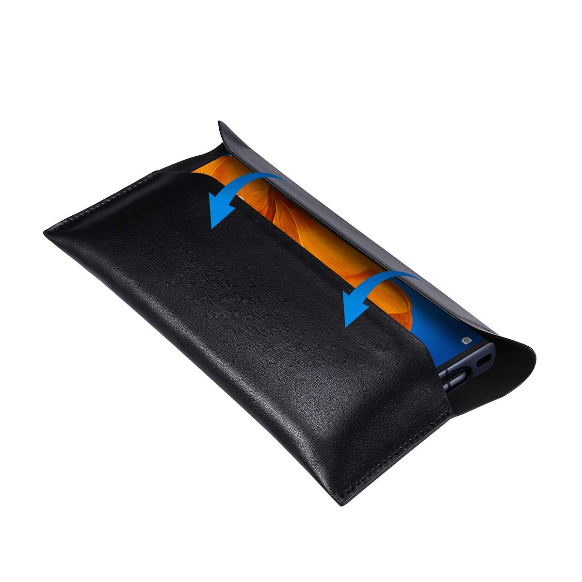 Magnetic Genuine Leather Horizontal Flip Protective Case for 6.1-6.7 inch Smartphones(Black)