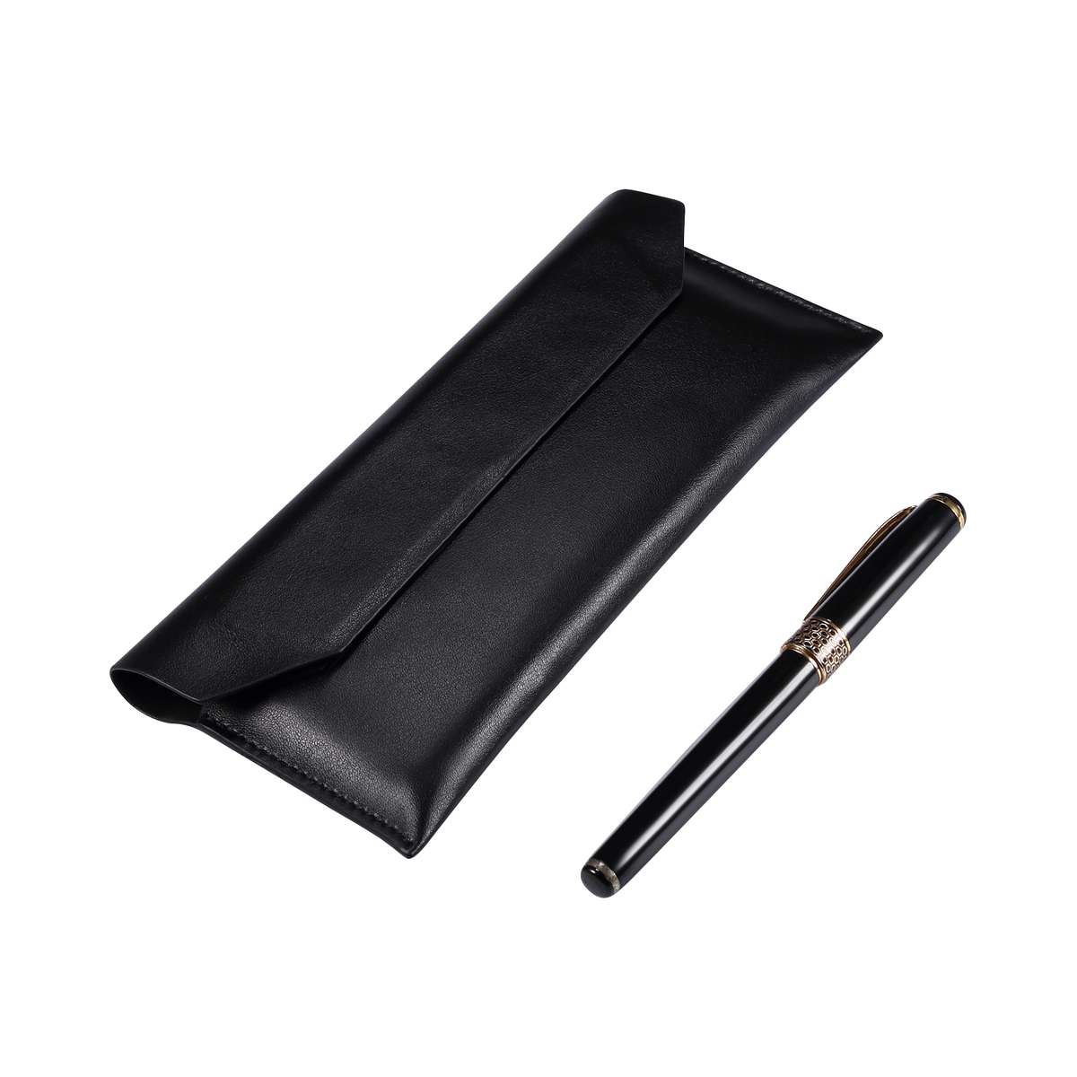 Magnetic Genuine Leather Horizontal Flip Protective Case for 6.1-6.7 inch Smartphones(Black)