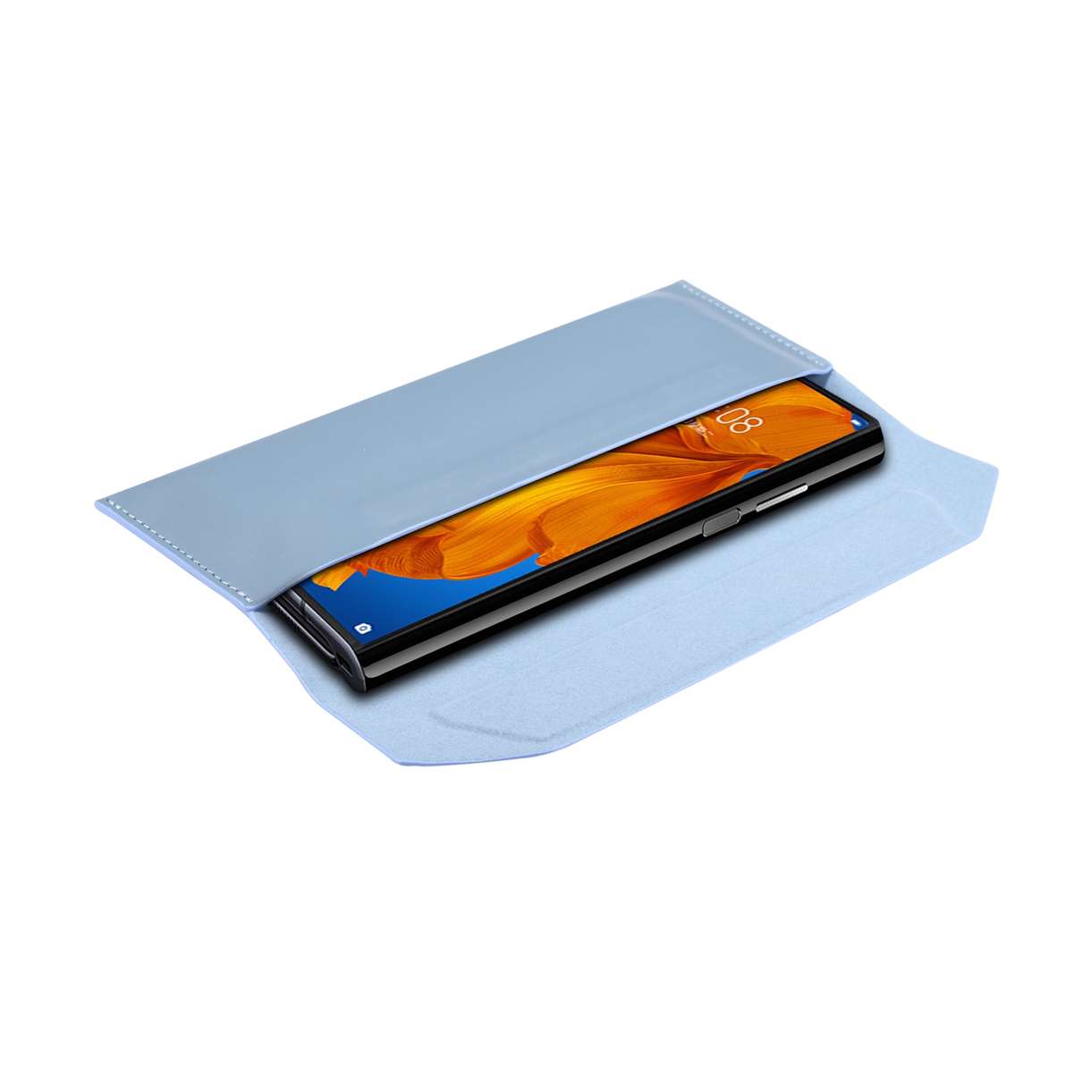 Magnetic Genuine Leather Horizontal Flip Protective Case for 6.1-6.7 inch Smartphones(Light Blue)