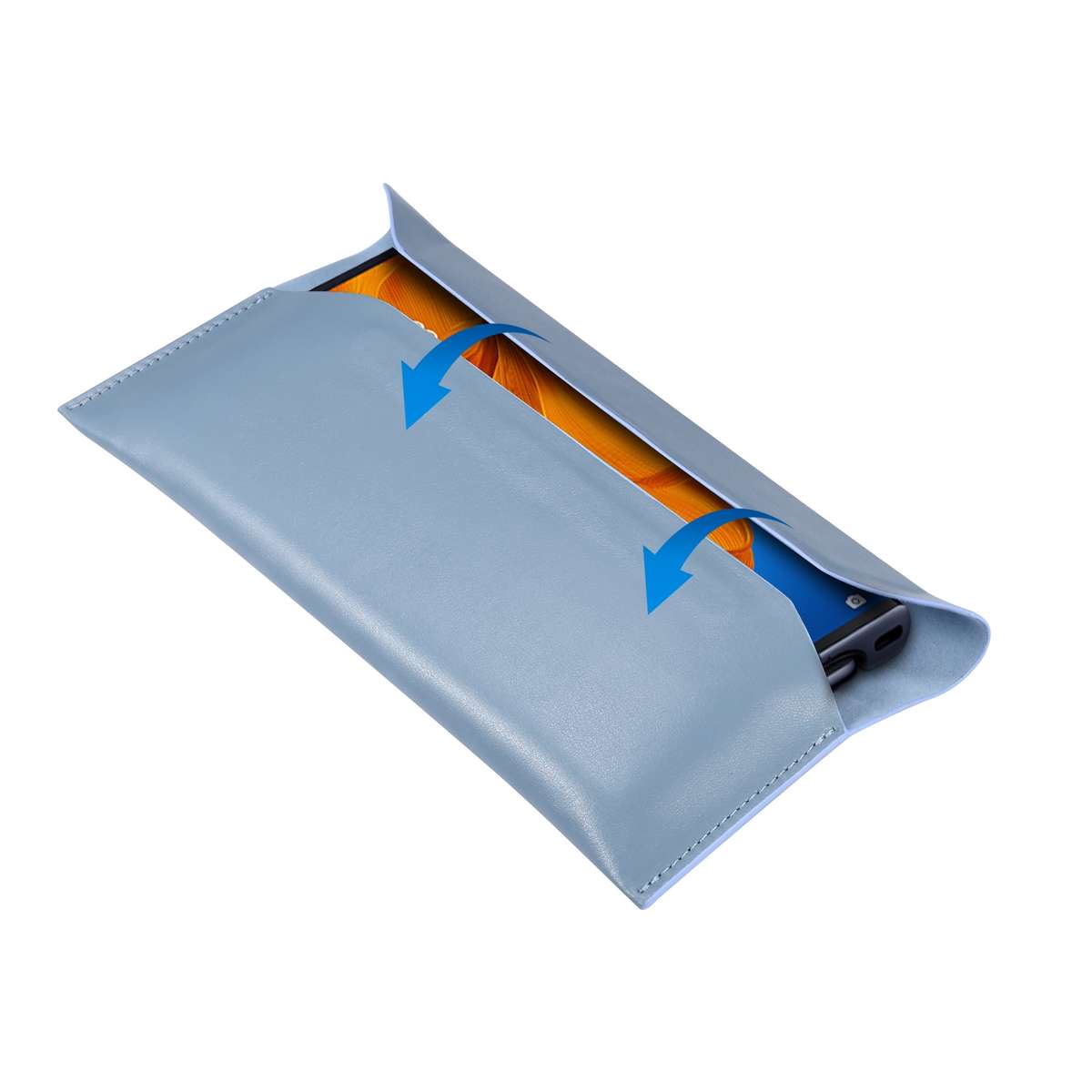 Magnetic Genuine Leather Horizontal Flip Protective Case for 6.1-6.7 inch Smartphones(Light Blue)