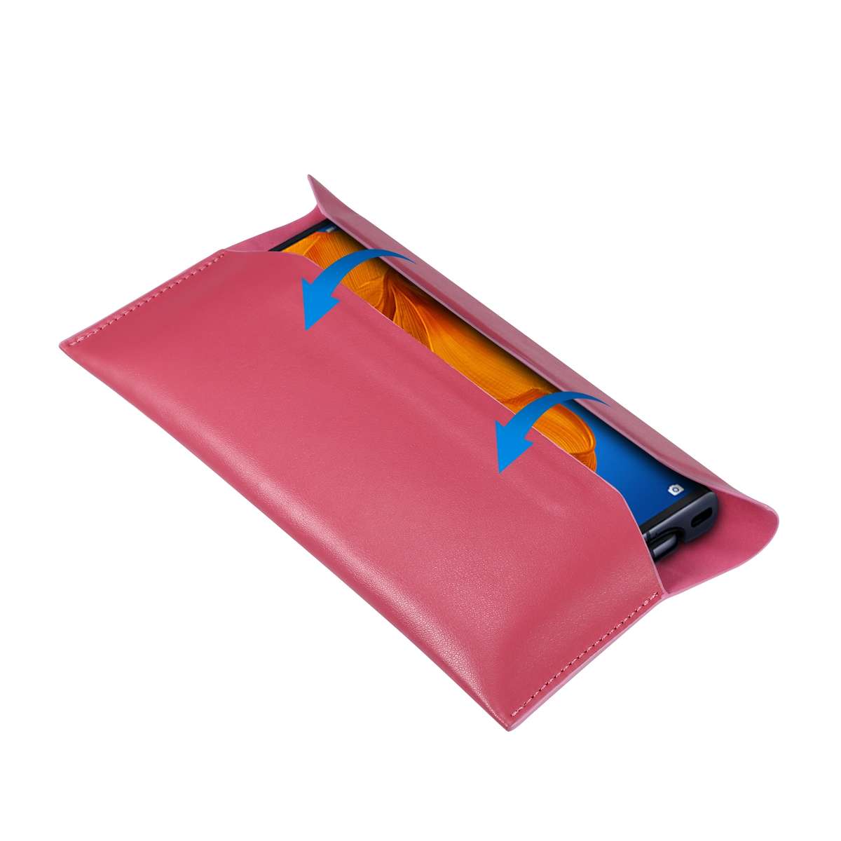 Magnetic Genuine Leather Horizontal Flip Protective Case for 6.1-6.7 inch Smartphones(Pink)