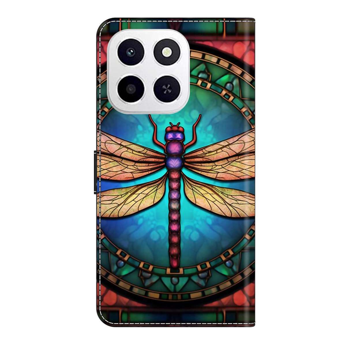 For Honor X6c 4G Crystal-Like Painted Vegan Leather Phone Case(Colorful Dragonfly)