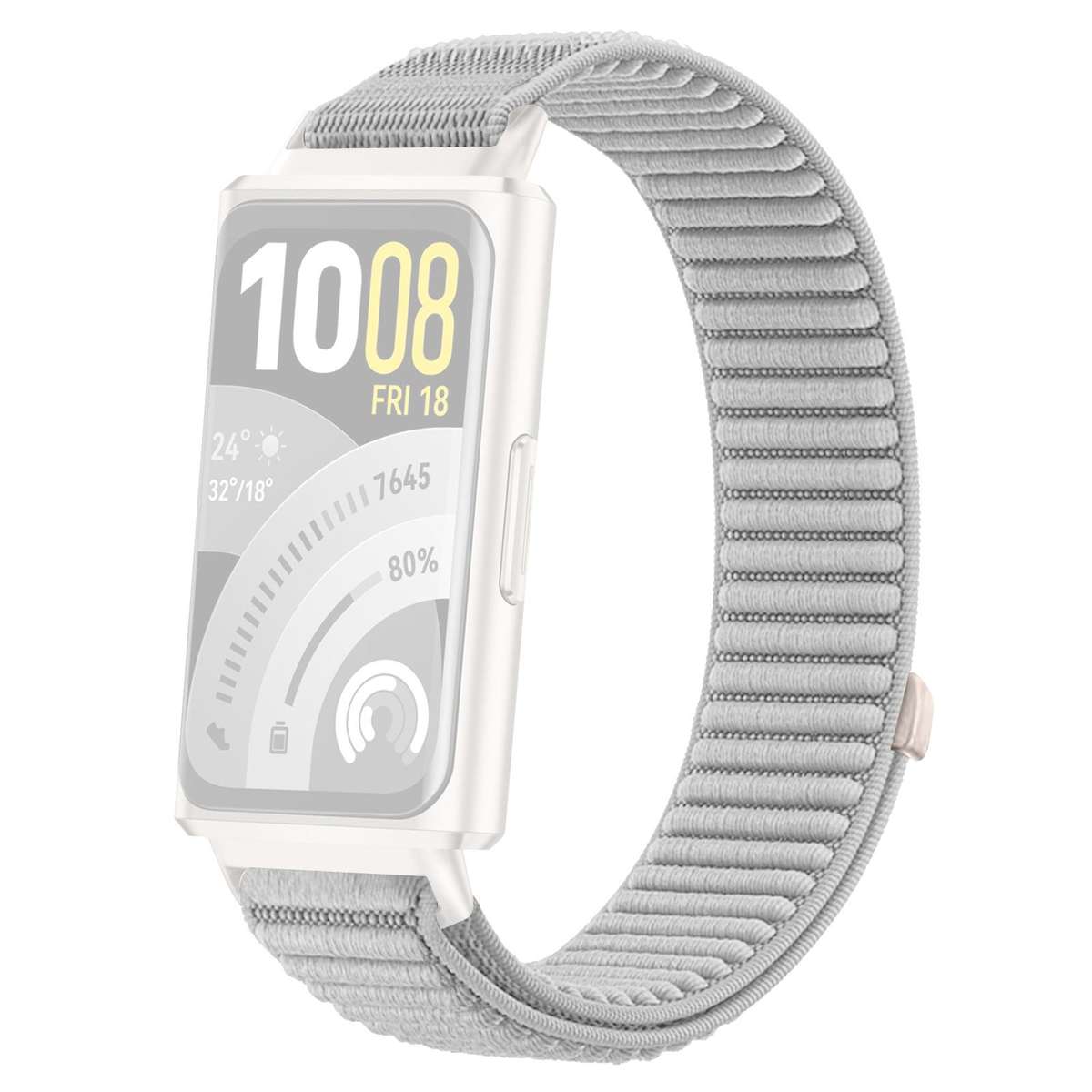 For Huawei Band 11 Pro / 11 xDfind Woven Nylon Hook And Loop Fastener Metal Interface Watch Band(Gre