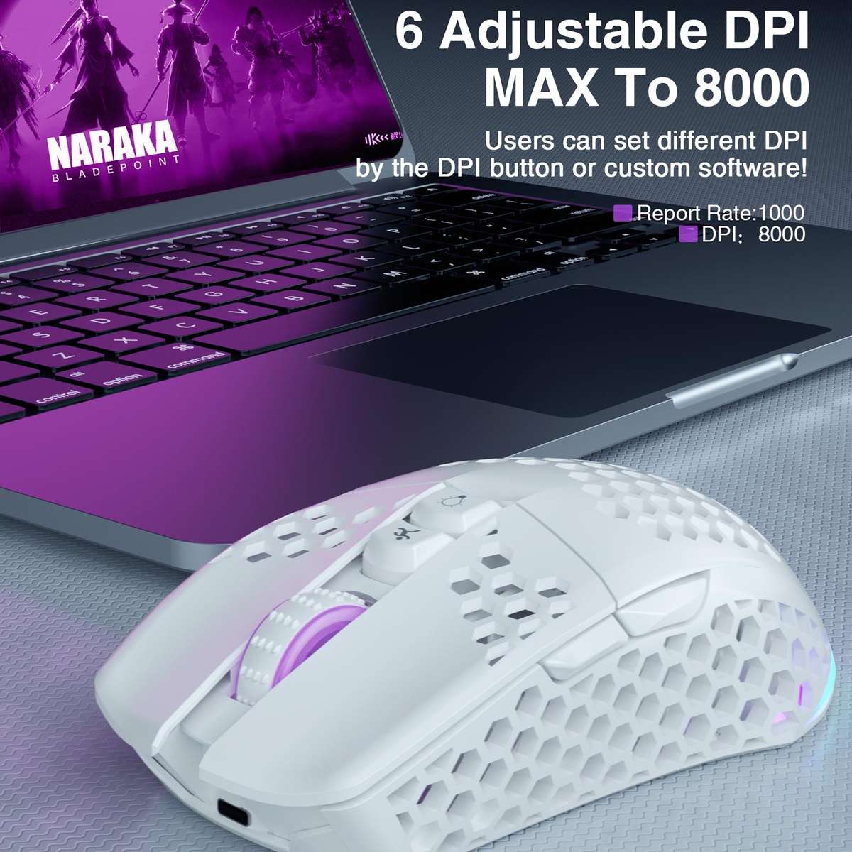 SOLAKAKA SM600 Hollowed Out RGB Tri-mode Wireless Gaming Mouse(White)