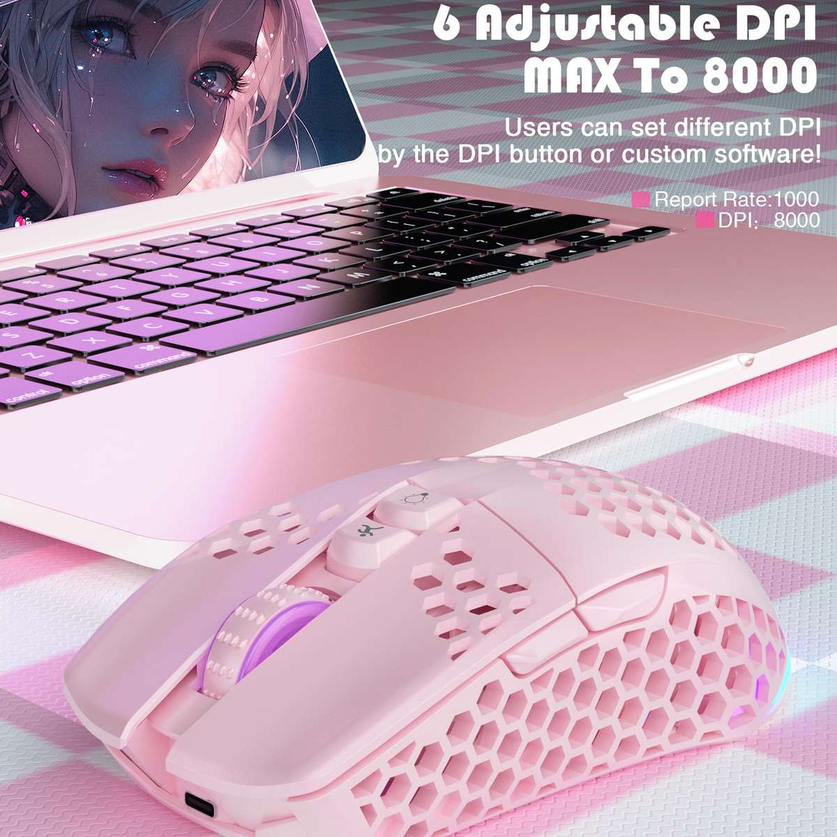 SOLAKAKA SM600 Hollowed Out RGB Tri-mode Wireless Gaming Mouse(White)